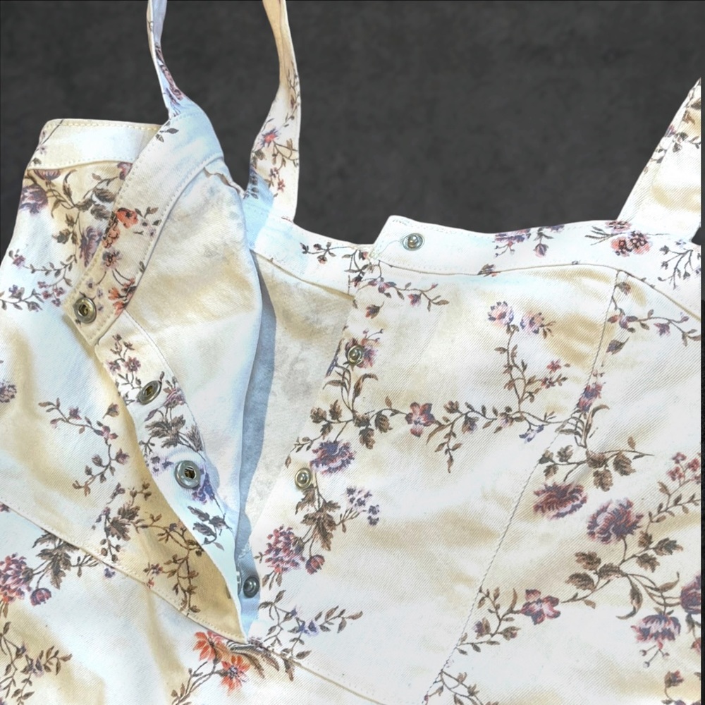 No Boundaries Overall Dress Floral White Denim 2XX/19 - Picture 12 of 16